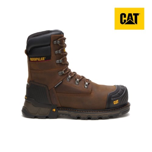 Pánské Pracovní Boty Caterpillar Excavator XL 8" Waterproof Thinsulate Composite Toe Tmavě Hnědé (CZ-9JDI)